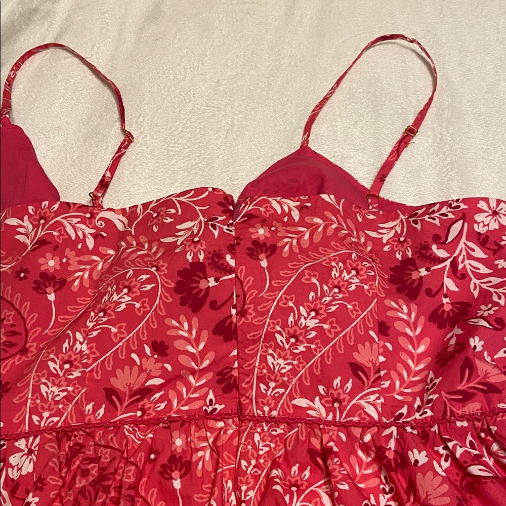 NWT LOFT Pink Paisley 100% Cotton Midi Dress w/ Pockets - Picture 8 of 10